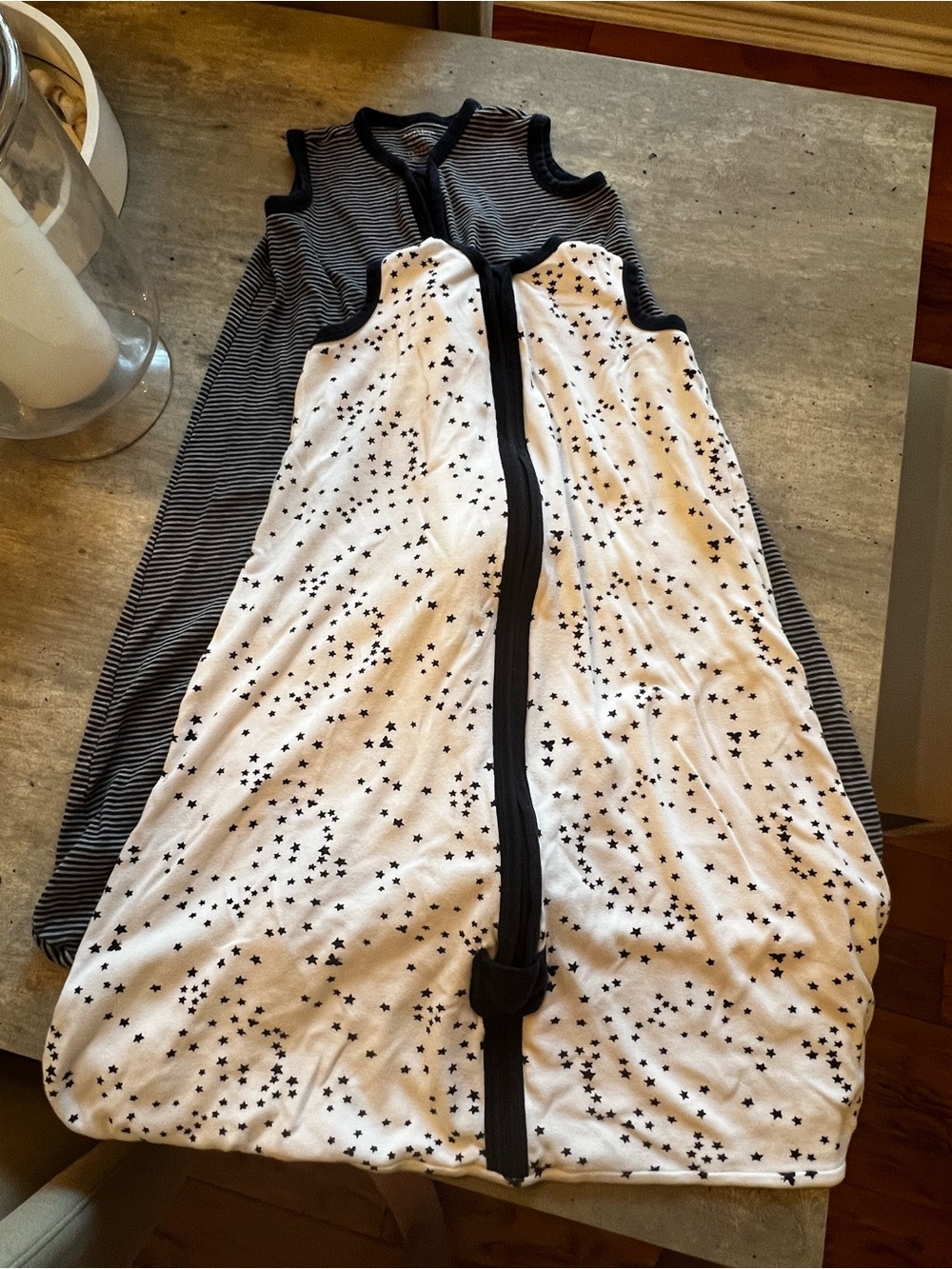 Burt's Bees Baby Star Print Sleeveless Zip Sleep Sack - White & Black